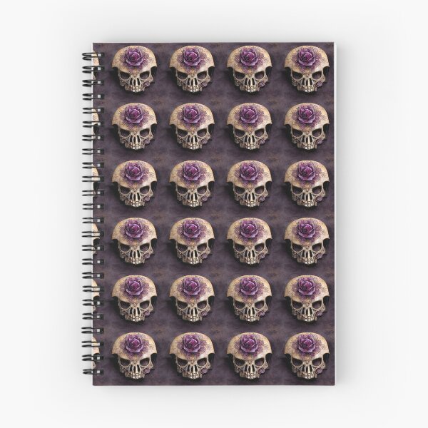 Item preview, Skull without lower jaw, purple rose and empty eyes designed and sold by TreasuryOE.