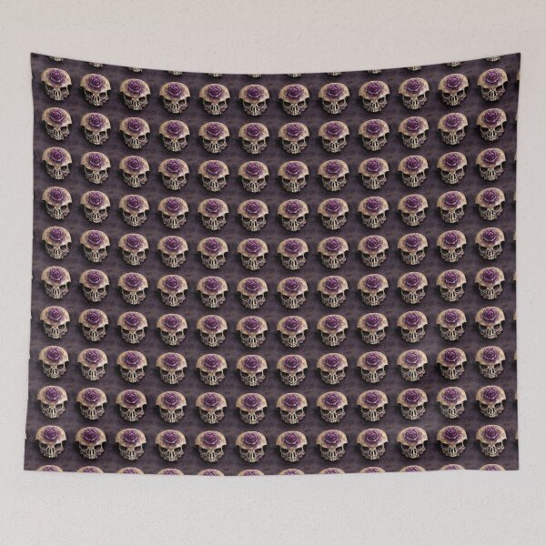 Item preview, Skull without lower jaw, purple rose and empty eyes designed and sold by TreasuryOE.