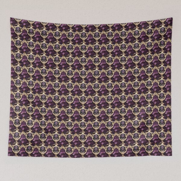 Item preview, Faded skull with purple rose, violet rose pattern designed and sold by TreasuryOE.