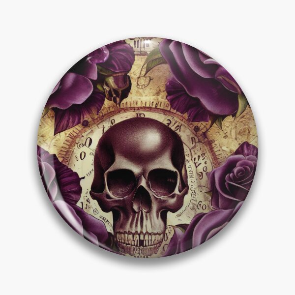Item preview, Faded skull with purple rose and clock, RIP designed and sold by TreasuryOE.