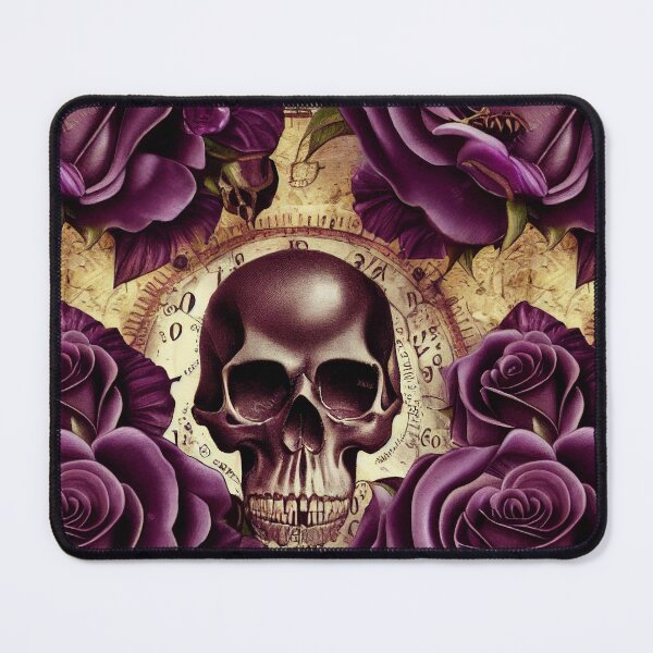 Item preview, Faded skull with purple rose and clock, RIP designed and sold by TreasuryOE.