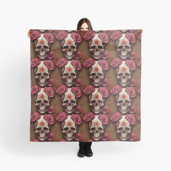Item preview, Satisfied skull with orange rose, pink roses and content smile designed and sold by TreasuryOE.