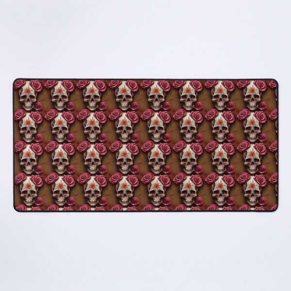 Item preview, Satisfied skull with orange rose, pink roses and content smile designed and sold by TreasuryOE.