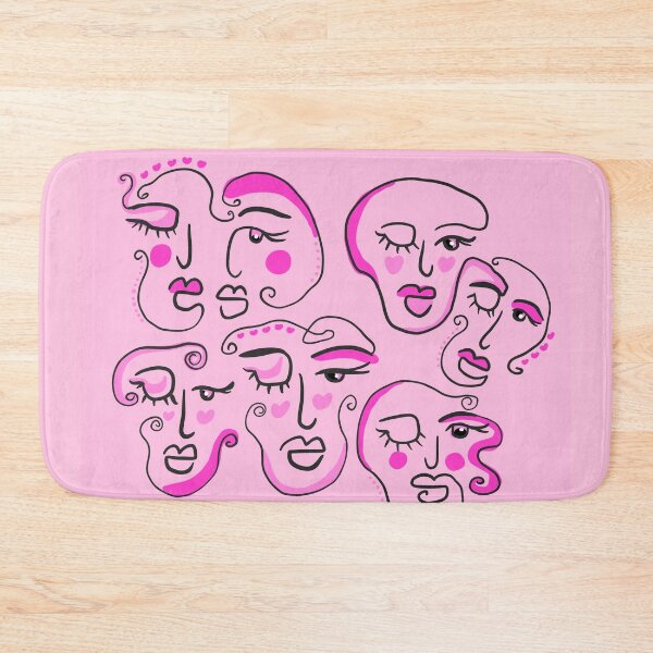 Item preview, pink abstract doodle faces cute | Danish Pastel, Preppy Art, preppy Blue, Preppy Dorm, Preppy Dorm Room, designed and sold by mariahmoniquedesign.