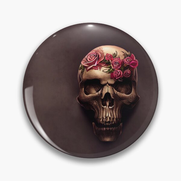 Item preview, Old skull with pink roses designed and sold by TreasuryOE.