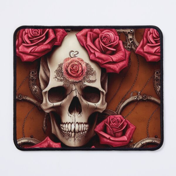 Item preview, Satisfied skull with pink roses and content smile designed and sold by TreasuryOE.