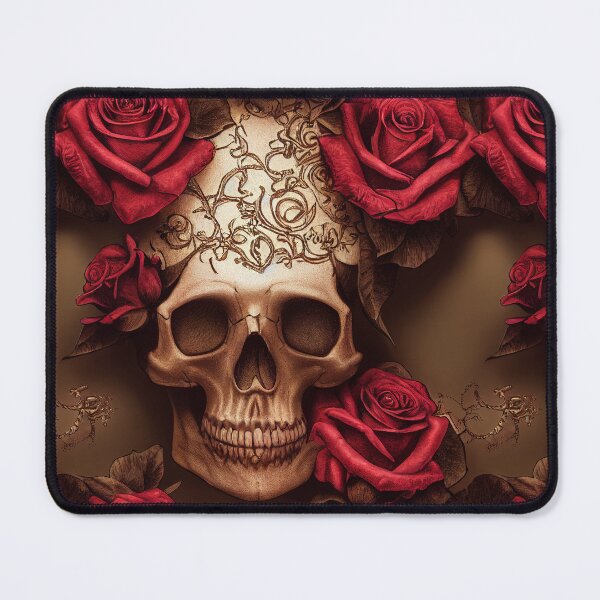 Item preview, Satisfied skull with red roses and content smile, transience designed and sold by TreasuryOE.