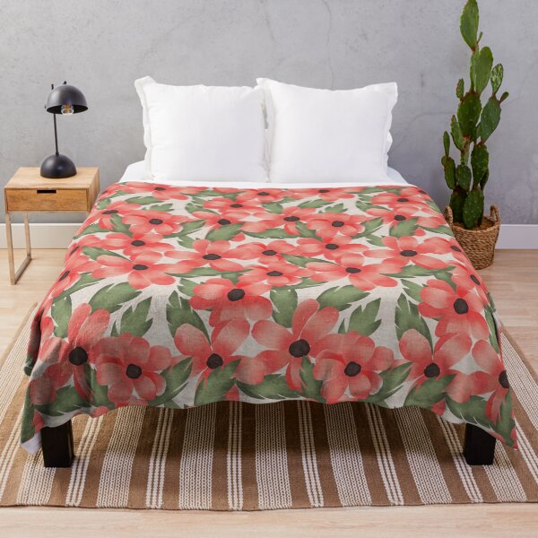 Item preview, Modern tropical coral flower pattern on linen background designed and sold by LKL-Designs.