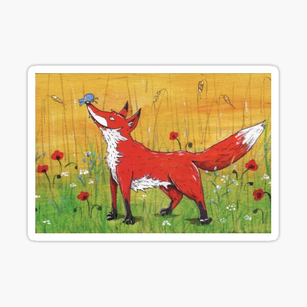 Item preview, Fox in the cornfield with butterfly designed and sold by thelowerdreams.