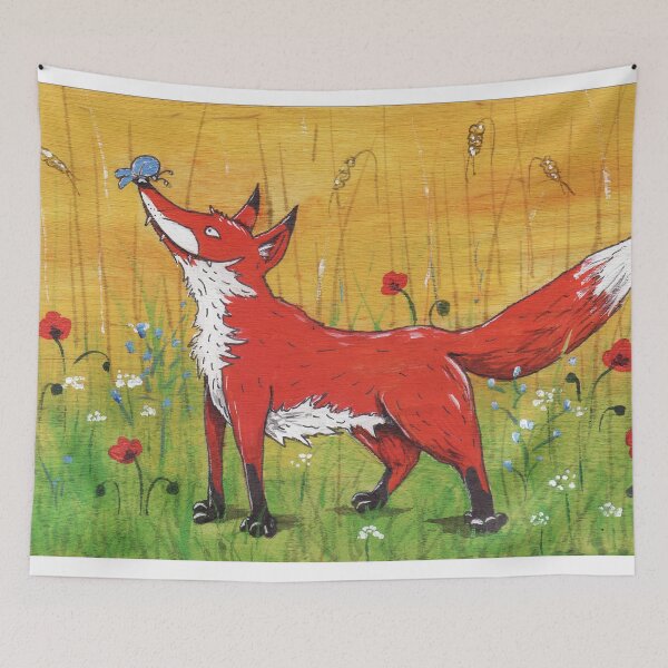Item preview, Fox in the cornfield with butterfly designed and sold by thelowerdreams.