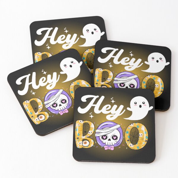 Item preview, Hey Boo Cute and Funny Halloween Skull - Black designed and sold by PearlMoonGrapes.