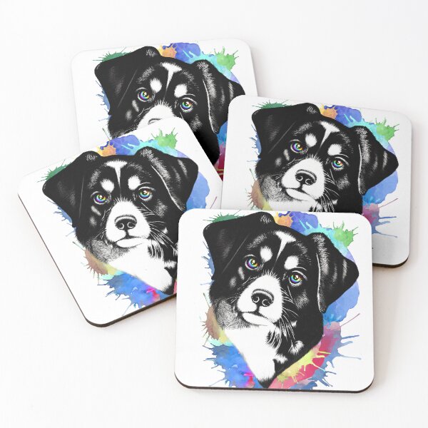 Item preview, Dog Surreal Cute Portrait with Rainbow Eyes designed and sold by BluedarkArt.