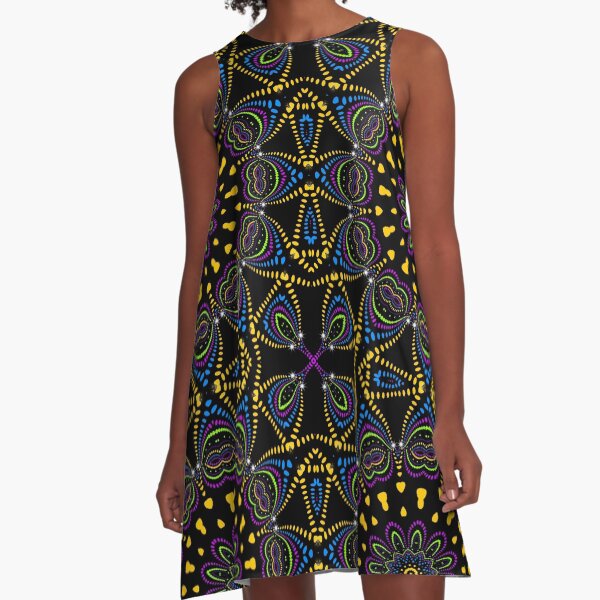 Groovy Blacklight Love A-Line Dress