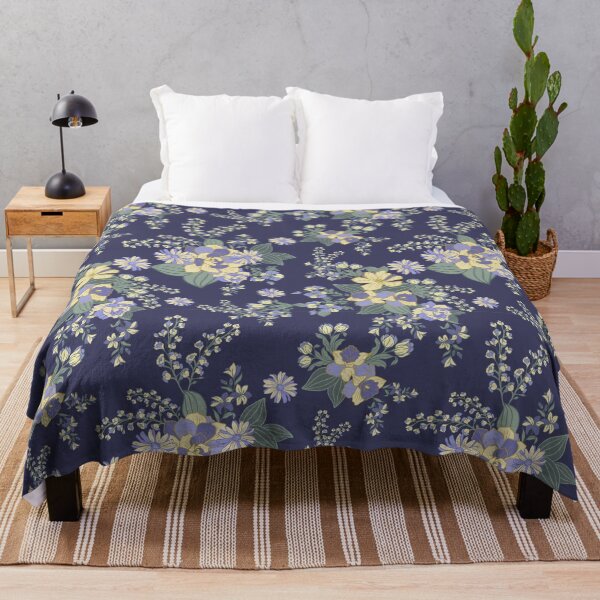 Item preview, Handdrawn flowers on midnight blue background designed and sold by vidyaroul.