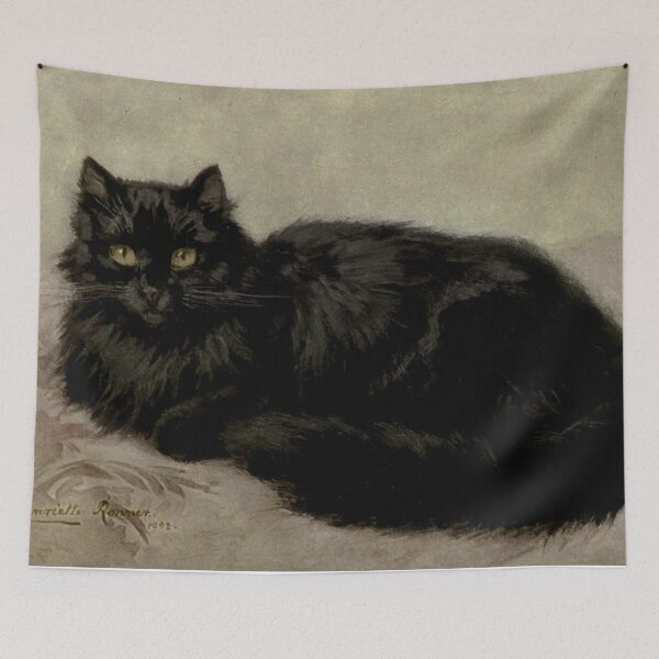 Item preview, Black Persian Cat Edwardian Painting designed and sold by Elizabeth Szkirpan.
