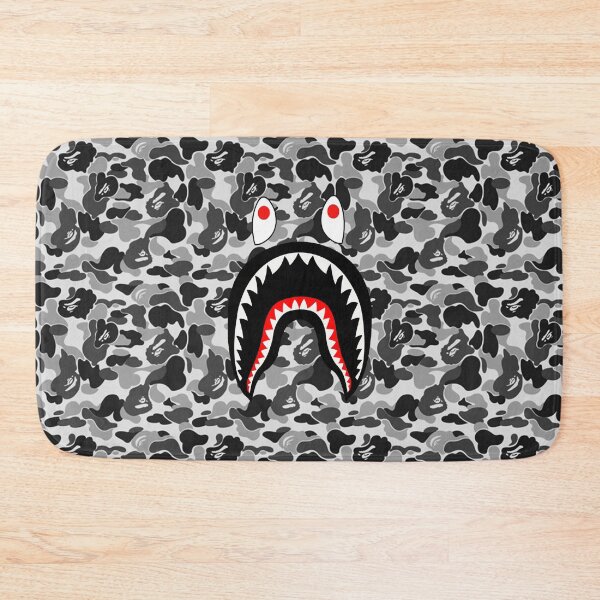 Shark Mouth Camo Grey Bath Mat