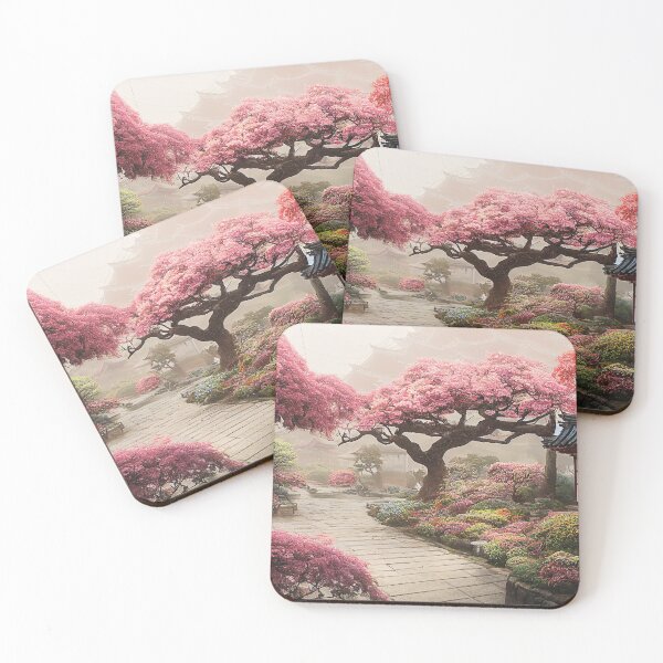 Item preview, Japan - Old Town - Cherry Blossom Trees Painting designed and sold by ONORMAL.