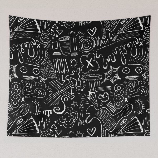 Item preview, chalky scribble doodles, grungy, punk, random, cool, sketchy, BLACK & WHITE designed and sold by tristinrose.