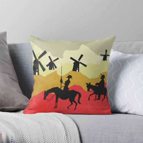Tilting at windmills, Don Quixote Throw Pillow