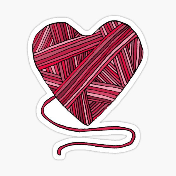 Pink Yarn Heart Sticker