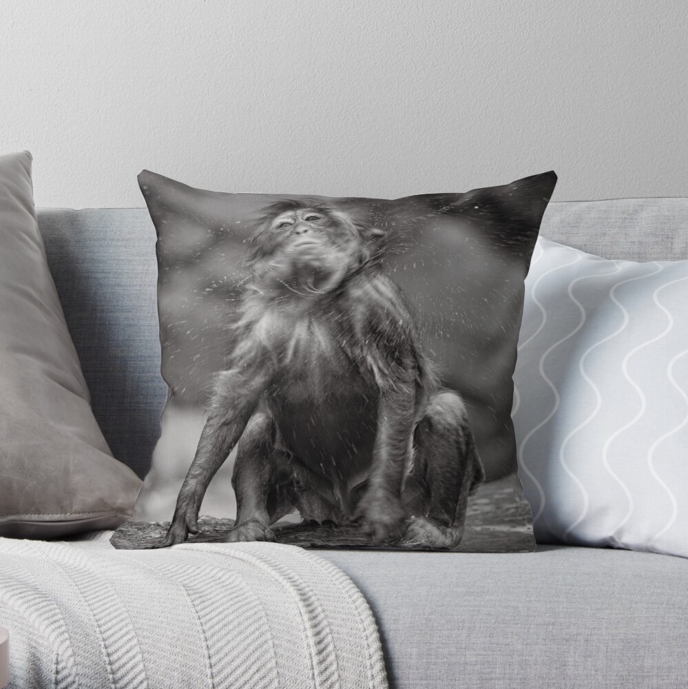 Snow Monkey Shake Down Throw Pillow