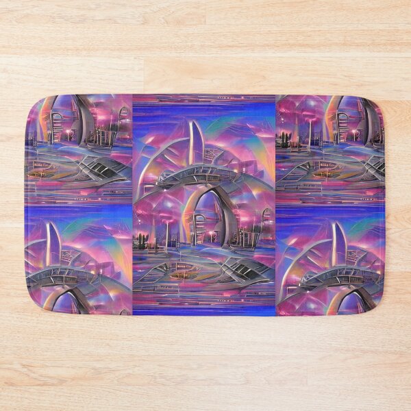 Item preview, COLORFUL SURREAL PLANET SCENE WITH SPACE STATION designed and sold by sailorsam1805.