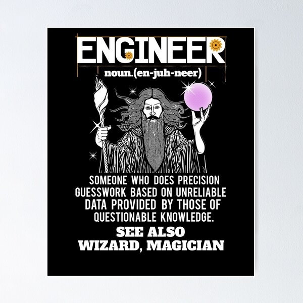 Vista previa del artículo con la obra «Ingeniero Divertido Mecánico Civil Engineering Wizard», diseñado y vendido por heartchloe.