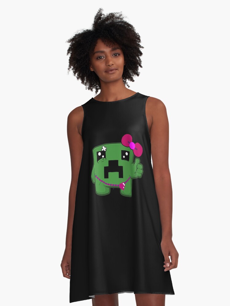 "CREEPER Girls Minecraft" ALine Dress by losfutbolko Redbubble