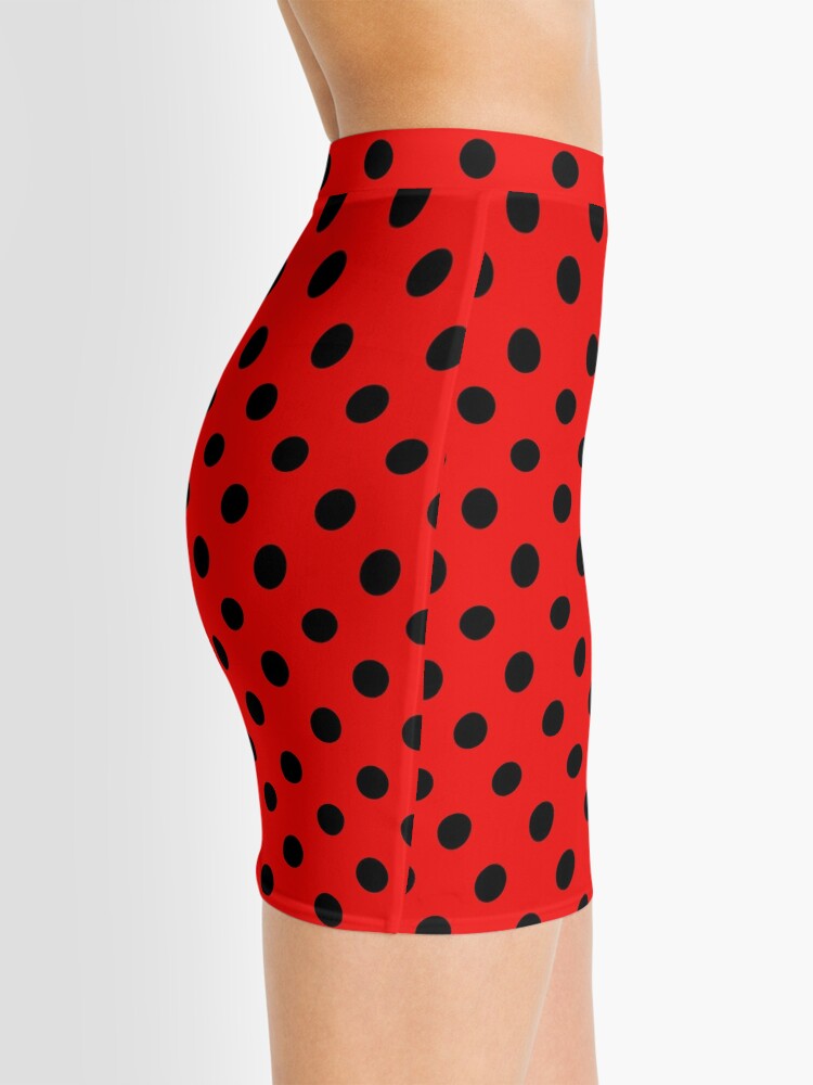 Alternate view of Red and Black polka dots | Ladybug Pattern | Halloween Outfit Mini Skirt