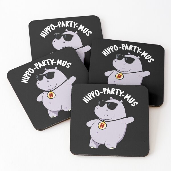 Item preview, Hippo-party-mus Funny Hippo Puns (Dark BG) designed and sold by punnybone.