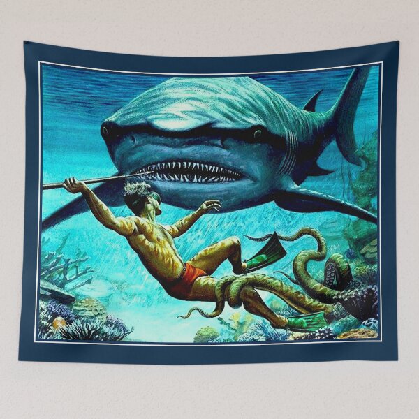 Item preview, SHARK ATTACK : Vintage Underwater Print designed and sold by posterbobs.