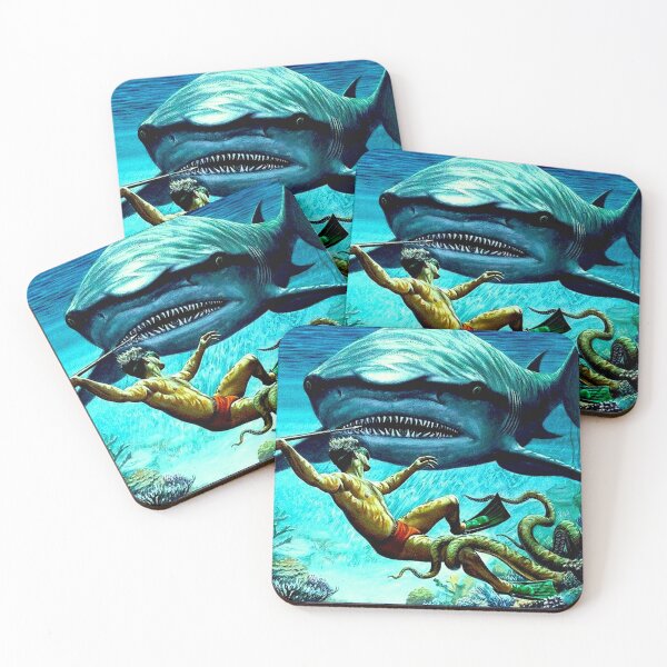 Item preview, SHARK ATTACK : Vintage Underwater Print designed and sold by posterbobs.