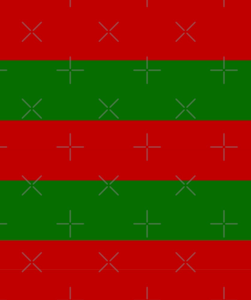 "Red and Green Stripes Halloween Outfit" by koovox Redbubble