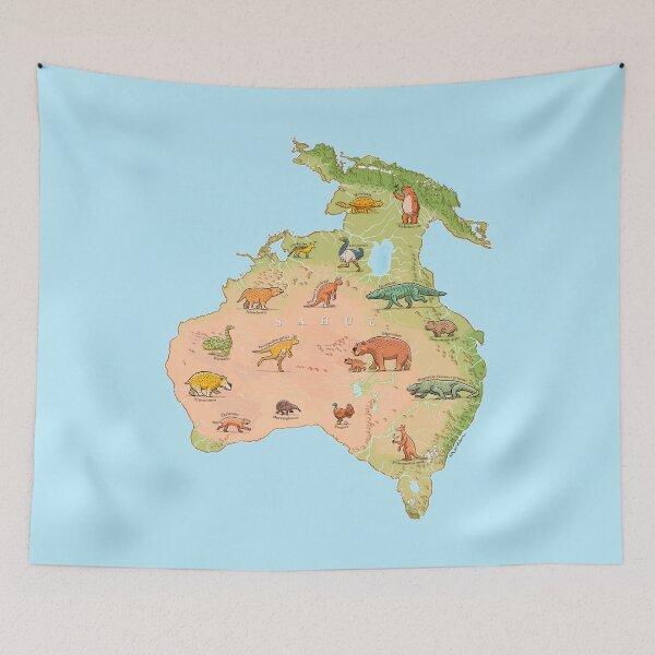 Item preview, Prehistoric megafauna map of Australia designed and sold by Richard Morden.
