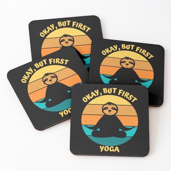 Item preview, Okay But First Yoga Sloth Namaste designed and sold by RockBeeDesigns.