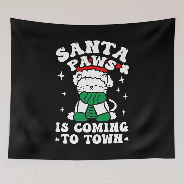 Item preview, Santa Paws is coming to town Christmas Cat Kitten Lover designed and sold by Designer-Girl.
