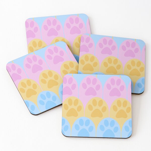Item preview, Pastel Paw Print Pink Purple Yellow Blue Seamless Repetitive Pattern Cute designed and sold by marie-inks.