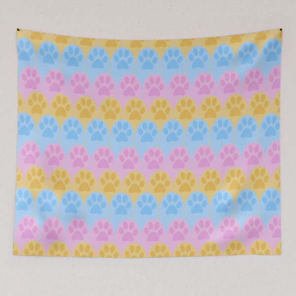 Item preview, Pastel Paw Print Pink Purple Yellow Blue Seamless Repetitive Pattern Cute designed and sold by marie-inks.