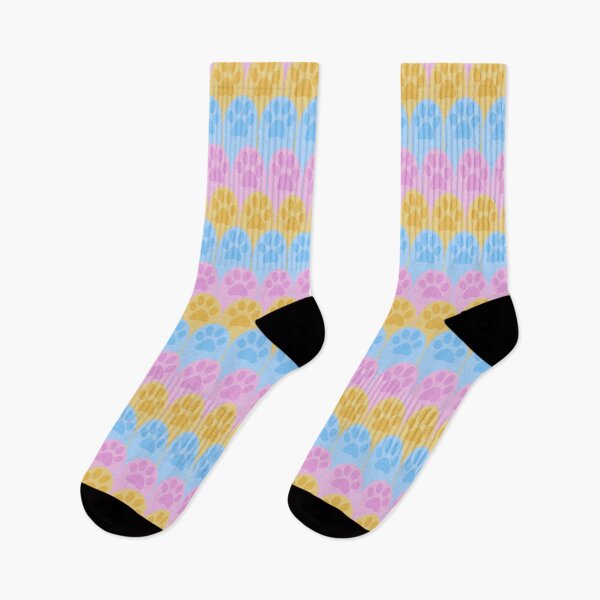 Item preview, Pastel Paw Print Pink Purple Yellow Blue Seamless Repetitive Pattern Cute designed and sold by marie-inks.