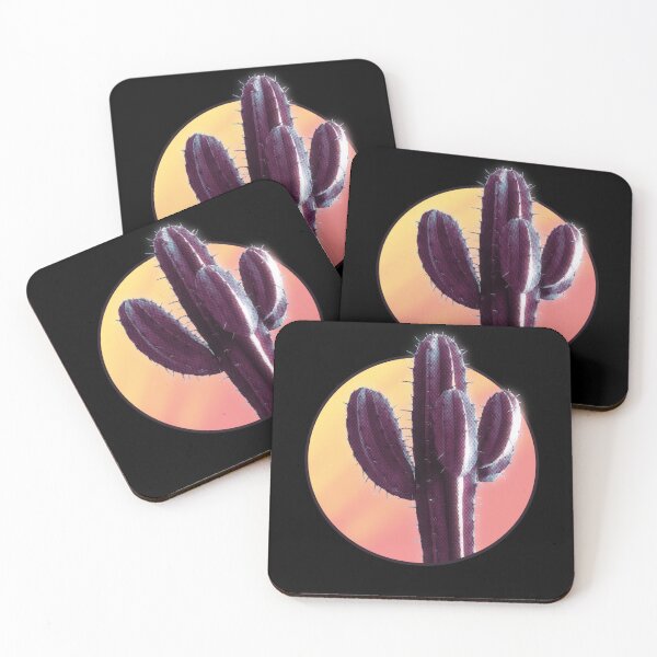 Item preview, Retro Circle Purple Cactus Sunset Sunrise  Vintage 1980s Glitch designed and sold by marie-inks.