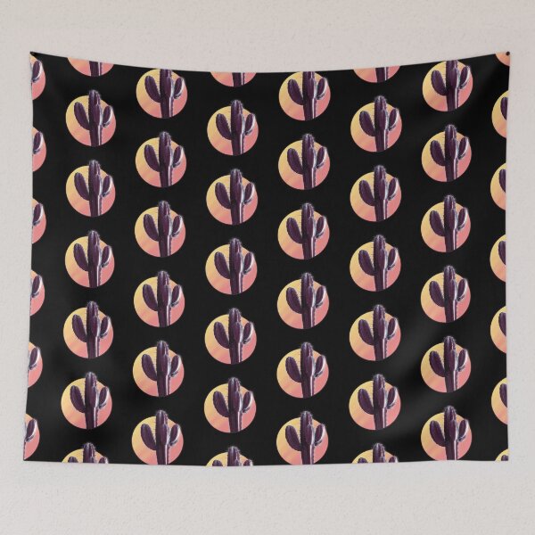 Item preview, Retro Circle Purple Cactus Sunset Sunrise  Vintage 1980s Glitch designed and sold by marie-inks.