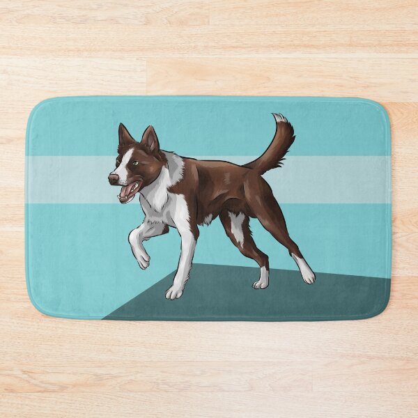 Item preview, Smooth Coated Border Collie | Chocolate and White | Blue Background designed and sold by shirinsart.