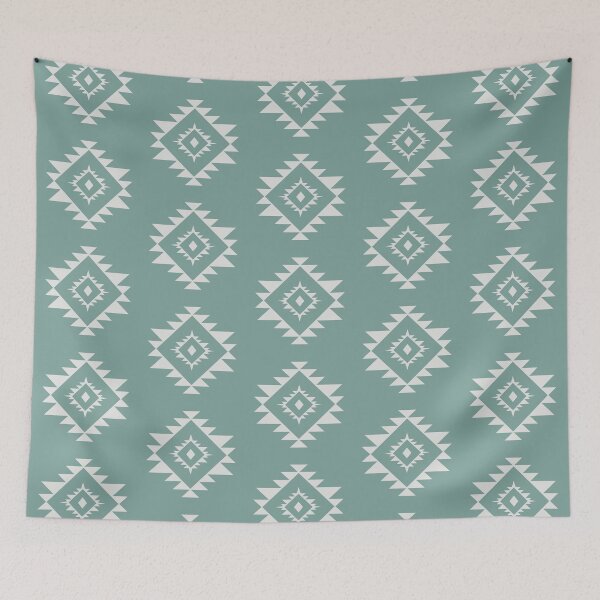 Item preview, Aztec polygone minimal pattern design pastel green and white designed and sold by vianahline.