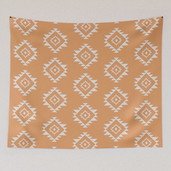 Item preview, Aztec polygone minimal pattern design retro orange and white designed and sold by vianahline.