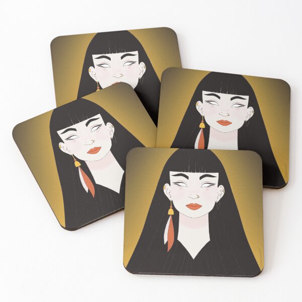 Item preview, Ancient Egyptian Goddess Symmetrical Fringe Eyes Art Nouveau Art Deco designed and sold by marie-inks.