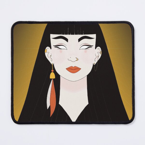 Item preview, Ancient Egyptian Goddess Symmetrical Fringe Eyes Art Nouveau Art Deco designed and sold by marie-inks.