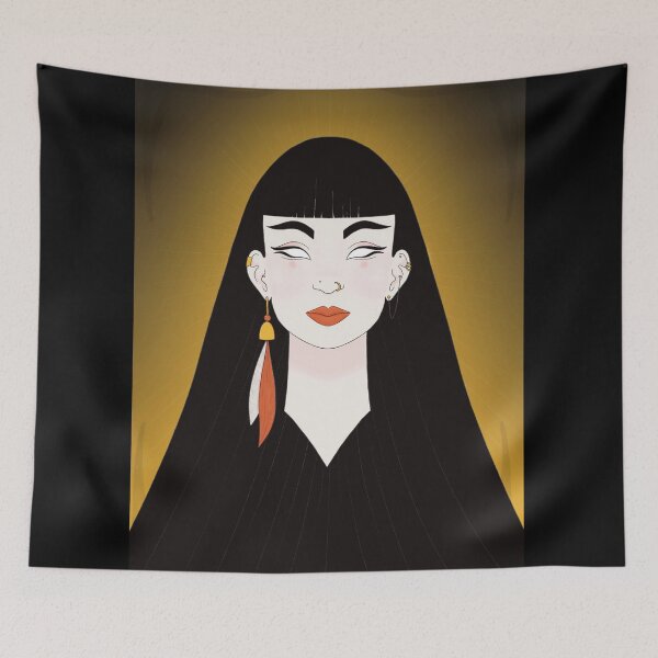 Item preview, Ancient Egyptian Goddess Symmetrical Fringe Eyes Art Nouveau Art Deco designed and sold by marie-inks.