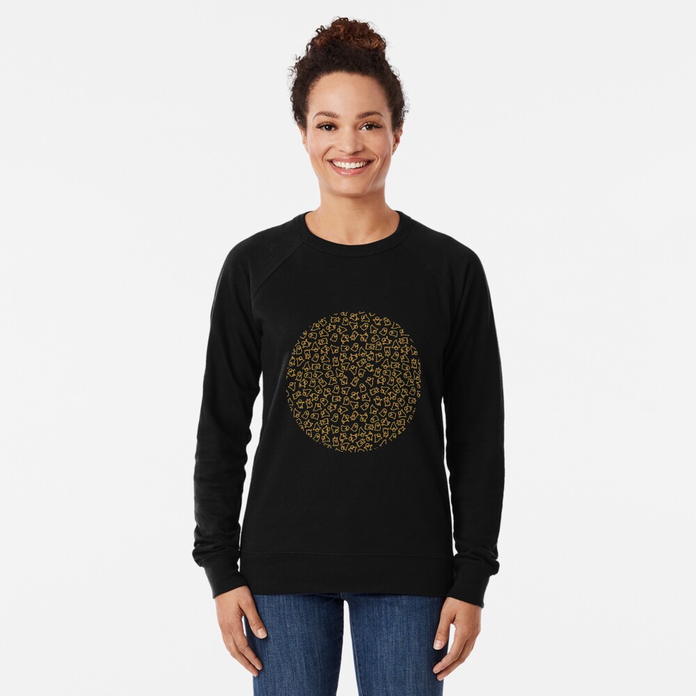 Halloween Neon Ghosts Pattern Orange Lightweight Sweatshirt
