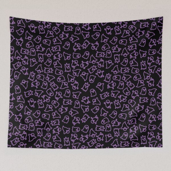 Artikelvorschau, Halloween Neon Geister Muster Violet entworfen und verkauft von Printables Passions.