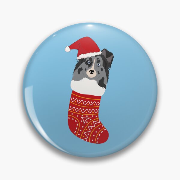 Item preview, Sheltie Dog with Santa Hat inside Christmas Sock designed and sold by SeasonalDogs.